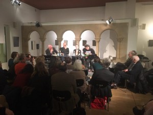 LCB, Berlin a night with Nora Bossong and Jan Wagner, Mr.Hosseini zad and Pajand Soleymani as a contemporary Iranian poet and writer, 2017.